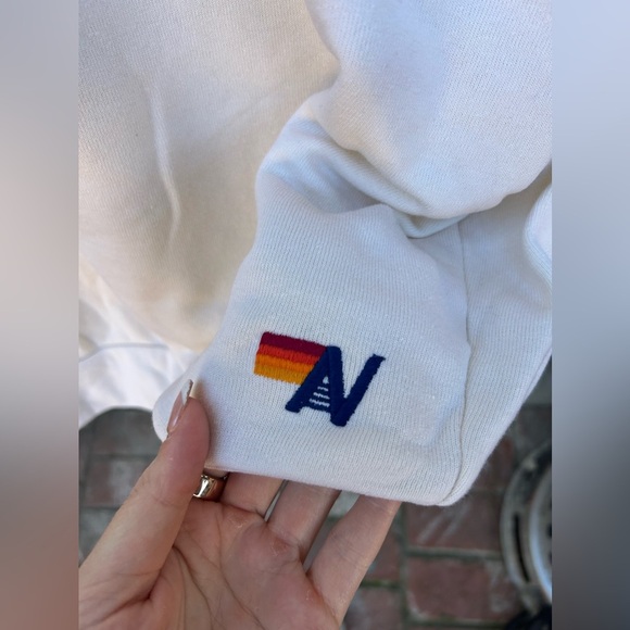 Aviator Nation Glitter Heart Crewneck Sweatshirt Vintage White/ Silver NWT! - Picture 4 of 6